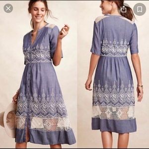 Anthro Moulinette Soeurs Embroidered Waters Dress, size 2P